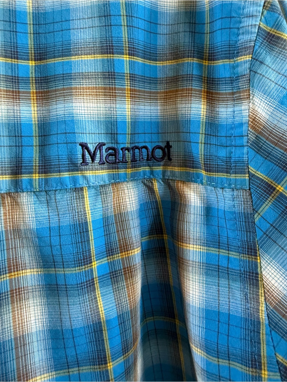 Marmot Blue Plaid Short Sleeve Shirt Large - Picture 6 of 9